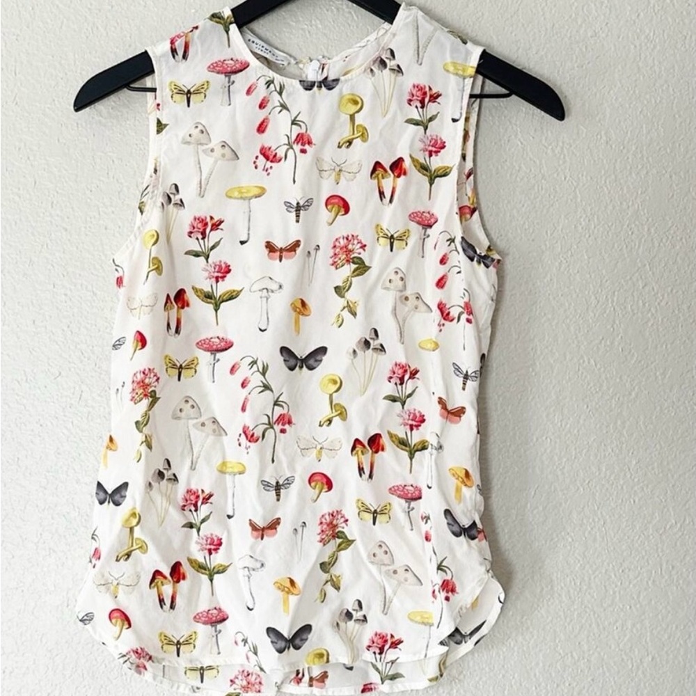 Equipment Blouse Womens Sleeveless Mushroom Butterfly Floral Fairycore Silk XS